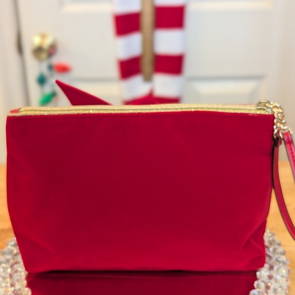 Victoria's Secret Bold Red Cosmetic Bag with Bow NWOT - Picture 2 of 5